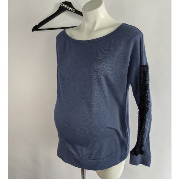 PinkBlush Blue Casual Top Lace Detail Sz Small - Picture 1 of 4